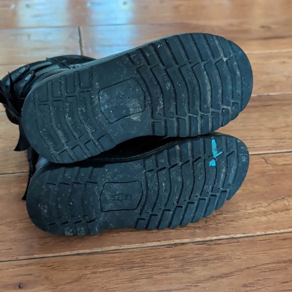 UGG Tara Suede Leather Black Bow Boots Footwear